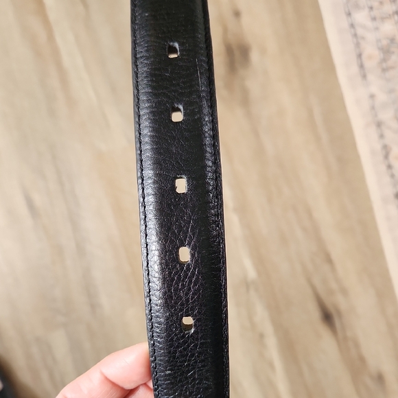 Black Leather Belt with Polished Buckle - Picture 4 of 6